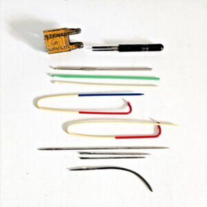 Antique Vintage Crochet Hooks Needles Stitch Holders Mixed Lot